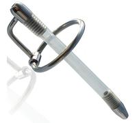 FOPS Dilatatore Uretrale Maschile 12 cm Ø0,6-0,75 cm in Acciaio Inox e Silicone con 2 Anelli Ø2,5-3,1 cm - Sonda Uretrale Plug Pene per Sounding BDSM Principianti e Esperti N16-14