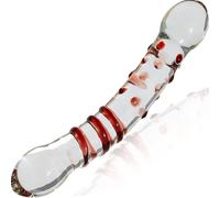 FOPS dildo in vetro rosso 21 cm, diametro 3,5 cm, dildo doppio 1 St