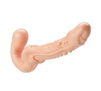 FOPS Doppio Dildo Realistico Textured - 16 cm e 9 cm strapless senza cintura, Ø 3,4 e 4,0 cm, TPE doppio dildo per donne e lesbiche, estremamente rigido per stimolazione intensa D68