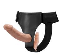 Fops Doppiodildo realistico con cinturino regolabile Strap-On - 13,5 cm & 10,2 cm per donne e coppie - Materiale TPR flessibile, design realistico - Dildo per lesbiche e coppie D42
