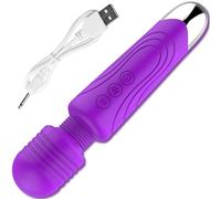 FOPS Massaggiatore Wand Portatile Wireless per Tutto il Corpo Donna 20,5x4,2cm Vibratore 20 Modalità Sex Toy Impermeabile USB Ricaricabile Nero FOPS M64-3