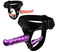 FOPS Strapon Doppio per Donne Coppie Uomo Donna 17.5cm 3.5cm Esterno 12cm 2.8cm TPR Morbido Dildo Strapon Indossabile Anale Realistico Lesbica Doppio Dildo Massimo Piacere D24-10