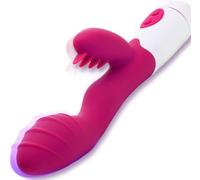 FOPS Vibratore Rabbit Rosa 30 Modalità Vibrazione Silicone Impermeabile Dildo Vibrante 21cm ⌀3,3cm Stimolatore Punto G Clitoride Sex Toy Donna Coppie W36-6