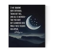 FOPURE A Midsummer Night's Dream Quote Art Print If We Shadows Have Offended William Shakespeare Wall-Art Home Decor(Framed,12x18inch(30x45cm))