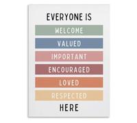 FOPURE Boho Rainbow Decor Everyone Is Welcome Here Canvas Print Inspirational Quote Poster Diversity Sign for Classroom Nursery Home Office Wall(Unframed,16x24inch(40x60cm))