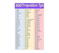 FOPURE Grammar Poster English Prepositions Wall Chart 100 Preposition List for ESL Students Teachers Homeschool Room Decor Language Arts(Unframed,08x12inch(20x30cm))