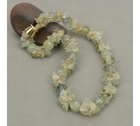 FOPURE Green Prehnite Quartz Real Gems Stone Necklace Bracelet Sets For Lady Gifts(Necklace)