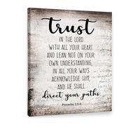 FOPURE Home Decor Proverbs 3:5-6 Trust In The Lord With All Your Heart Wall-Art Bible Scripture for Room Office(Framed,16x24inch(40x60cm))
