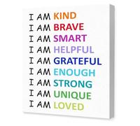 FOPURE I Am Kind Brave Affirmations Poster for Wall Decor Classroom(Framed,08x12inch(20x30cm))