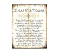 FOPURE Prayer Wall-Art Bless This House, Inspirational Home Decor Print for Kitchen, Office, Faith and Family Sign with Message of Love(Framed,16x24inch(40x60cm))