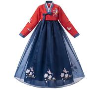 Fopytu Abito Tradizionale Coreano Hanbok con Ricami Floreali, Costume Principessa Coreana per Spettacoli di Cosplay E Performance sul Palco.