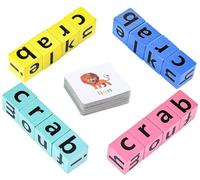 Fopytu Gioco di Ortografia con Blocchi di Legno, Gioco di Abbinamento delle Lettere, Cruciverba, Blocchi di Lettura, Puzzle di Costruzione di Parole, Giocattolo Educativo per Bambini