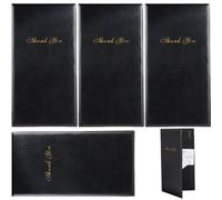 Fopytu Porta di Bollette per Ristoranti in Pelle 4 Pezzi Porta della Carta di Controllo Ospite con Oro Grazie Porta del Menu di Impronta per Il Bar