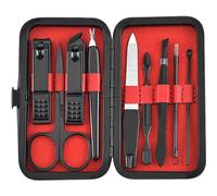 Fopytu Set di Manicure, Kit per Unghie Professionista 9 Pezzi Strumenti per Cura della Pedicure, Kit di Toelettatura in Acciaio Inossidabile per Viaggi O Casa