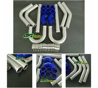 FOR 2.5"64mm Aluminum Universal Interbooler Turbo Piping pipe Kit + tubo blu