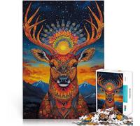 for Adults1000 Piece Puzzles “Deer Art Style ” Made of cardboard，for age 14 years and over Staycation Kill time Wall decoration Unique gifts for birthday and Christmas。size：50x75cm/10.24x14.96inch