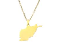 For Afghanistan Stainless Steel Map Pendant Necklaces Hollowout Jewelry Gold Color Items Women Man Party Gifts Earrings Sets Jewelry (Model 13)