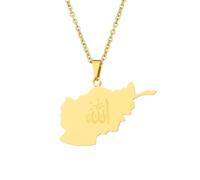 For Afghanistan Stainless Steel Map Pendant Necklaces Hollowout Jewelry Gold Color Items Women Man Party Gifts Earrings Sets Jewelry (Model 15)