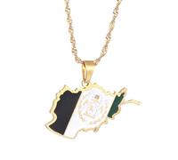 For Afghanistan Stainless Steel Map Pendant Necklaces Hollowout Jewelry Gold Color Items Women Man Party Gifts Earrings Sets Jewelry (Model 7)