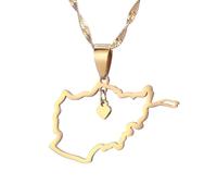 For Afghanistan Stainless Steel Map Pendant Necklaces Hollowout Jewelry Gold Color Items Women Man Party Gifts Earrings Sets Jewelry (Model 5)
