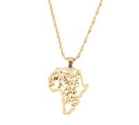For Africa shape Stainless Steel Map Pendant Necklaces Map Jewelry Gold Color Items for Bridal Women Man Party Gifts Earrings Sets Jewelry (Model 2)
