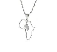 For Africa Stainless Steel Map Pendant Necklaces Map Outline Jewelry Gold Color Items for Bridal Women Man Party Gifts Earrings Sets Round Ball Jewelry (For Africa 2)