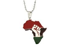 For Africa Stainless Steel Map Pendant Necklaces Map Outline Jewelry Gold Color Items for Bridal Women Man Party Gifts Earrings Sets Round Ball Jewelry (Model 2)