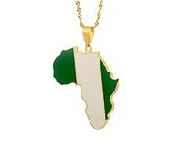 For Africa Stainless Steel Map Pendant Necklaces Map Outline Jewelry Gold Color Items for Bridal Women Man Party Gifts Earrings Sets Round Ball Jewelry (For Nigeria 4)