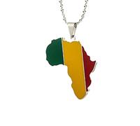 For Africa Stainless Steel Map Pendant Necklaces Map Outline Jewelry Gold Color Items for Bridal Women Man Party Gifts Earrings Sets Round Ball Jewelry (For Mali 1)