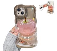 For Apple Pattern Transparent Phone Case for Iphone, Cute 3d Clear Soft Silicone Anti-Fall All-Inclusive Mobile Case, for Iphone16/15/14/13/12/11 Pro Max (iPhone 14,Black)