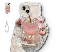 For Apple Pattern Transparent Phone Case for iPhone, Soft Silicone Anti-Fall All-Inclusive Mobile Case, with Mobile Phones Holde, Lanyard for 16/15/14/13/12/11/X (iphone 12,White)