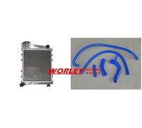 FOR AUSTIN/ROVER MINI 850/1000/1100 1959-90 ALUMINUM RADIATOR&SILICONE HOSE BLUE