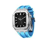 For Band 45mm 44mm Full Coverage protective case Men Women Metal Protective Cover Case With Silicone Strap Shockproof Bumper