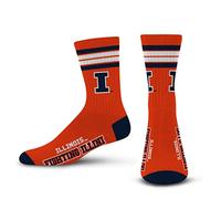 For Bare Feet - Calzini da uomo NCAA a 4 strisce, Uomo, Illinois Fighting Illini, Medium (5-10)