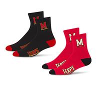 For Bare Feet NCAA Maryland Terrapins Quarter Sock Two Pack Team Colors Large