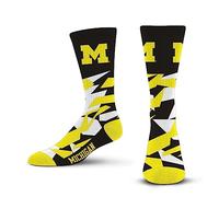For Bare Feet NCAA MICHIGAN WOLVERINES Shattered Camo Crew Sock Team Color Large
