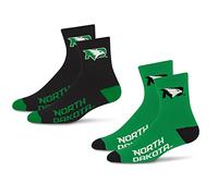 For Bare Feet NCAA North Dakota Fighting Hawks Quarter Sock Two Pack Team Colors Large