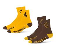 For Bare Feet NCAA Wyoming Cowboys Quarter Sock Two Pack Team Colors Large