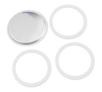 For Bialetti Moka Pot Ricambio Set 4 pezzi con 3 guarnizioni in silicone e 1 filtro for macchina for caffè espresso(12 cup)