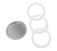 For Bialetti Moka Pot Ricambio Set 4 pezzi con 3 guarnizioni in silicone e 1 filtro for macchina for caffè espresso(9 cup)