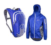 For.Bicy Zainetto + Giacca Impermeabile per Bici, Jacpack Uomo, Blue/Castelrock, XL