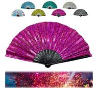 For Boots On The Ground Fan, Boots on The Ground Fan, For Boots on The Ground Hand Fan Holding Holding Hand Fan for Line Dancing, Foldable Craft Holding Laser Colors Hand Fan (Rosa)