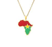 For Burkina Faso Stainless Steel African Map Pendant Necklaces Map Jewelry Gold Color Items for Bridal Women Man Party Gifts Earrings Sets Round Ball Jewelry