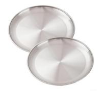For Camping Essentials - Set di due piatti rotondi in acciaio inox, perfetti per i pasti (17 x 1,4 cm)
