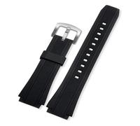 For Casio Edifice EF-552 EF-552D-1A Cinturino for orologio in gomma convessa Cinturino sportivo in silicone Bracciale da uomo 25x20mm(Black-silver bucke)