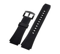 For CASIO for Edifice Watch Band for EF-552 EF-552D EF-552P 25mm*20mm Black Resin Strap with Convex Mouth Silicone Bracelet(Black-black buckle 20mm)