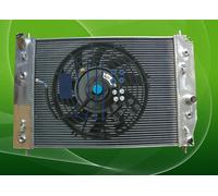 For Chevy Chevrolet Corvette C6 double Oil Cooler 2005-13 Aluminum Radiator+FAN