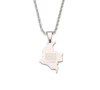 For Colombia Stainless Steel Map Pendant Necklaces Map Jewelry Gold Color Items for Bridal Women Man Party Gifts Earrings Sets Round Ball Jewelry (Model 8)
