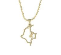 For Colombia Stainless Steel Map Pendant Necklaces Map Jewelry Gold Color Items for Bridal Women Man Party Gifts Earrings Sets Round Ball Jewelry (Model 6)