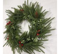 for corona Artificiale Pino Norfolk for verde con Bacche Rosse a Forma for di